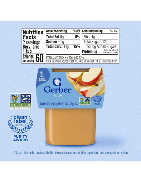 Gerber Comida para Bebés 2da Etapa Puré de Manzana 113g 2-Pack