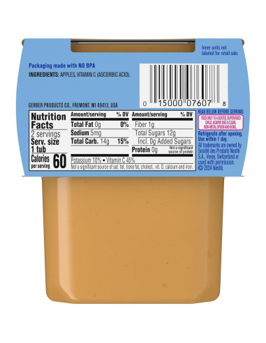 Gerber Comida para Bebés 2da Etapa Puré de Manzana 113g 2-Pack