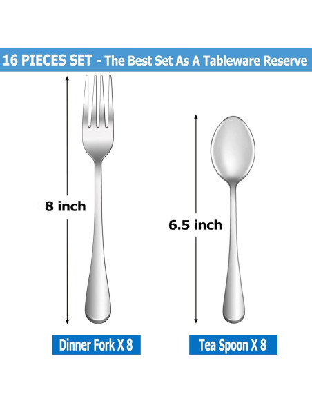 Juego de Cubiertos de Acero Inoxidable MUTNITT 16 Pcs