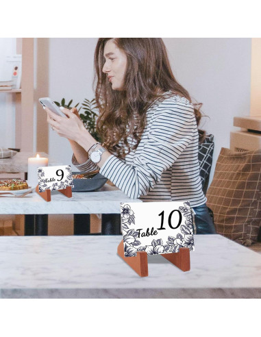 Soporte de Tarjeta de Lugar de Madera LIANHELILAI 6x7.6 cm
