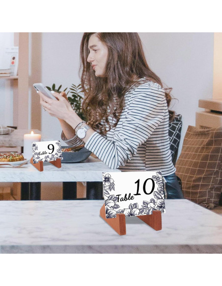 Soporte de Tarjeta de Lugar de Madera LIANHELILAI 6x7.6 cm