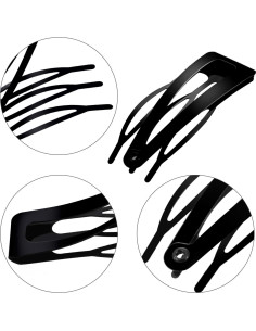 Clips para el Cabello Chinco 24 Pcs Doble Agarre Metal Negro 5 cm 2