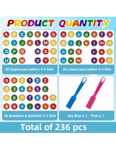 Coopay 234 Fichas Magnéticas de Letras y Números con Varitas