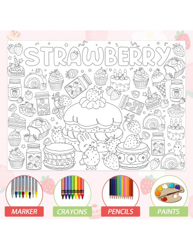Póster Gigante para Colorear Fresa 80x110 cm Afniimyapt