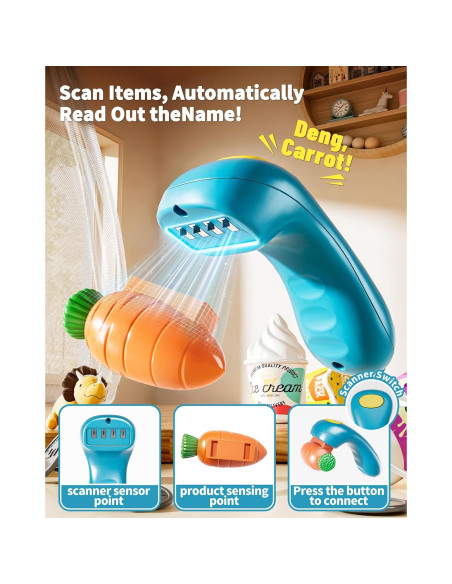 Caja Registradora de Juguete para Niños 3-8 Años - Azul y Rojo Caja Registradora de Juguete para Niños 3-8 Años - Azul y Rojo