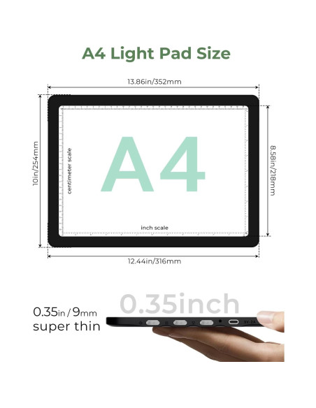 Caja de Luz A4 Bawaslom Recargable con Soporte Ajustable