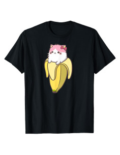 Camiseta divertida de gato plátano Kawaii para hombres y mujeres