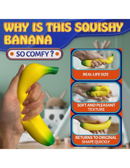 Juguete Squishy Plátano Falso Tesorrio 17x3.6 cm Alivio Estrés