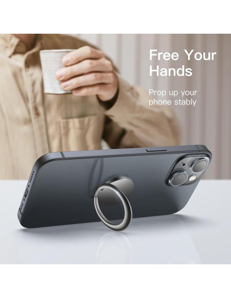 Soporte de dedo metálico JETech para teléfono - Negro