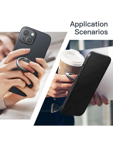 Soporte de dedo metálico JETech para teléfono - Negro