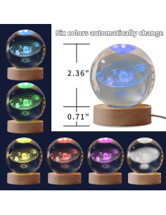 Bola de Cristal 3D del Sistema Solar ERSGREAT 60mm Iluminada 2