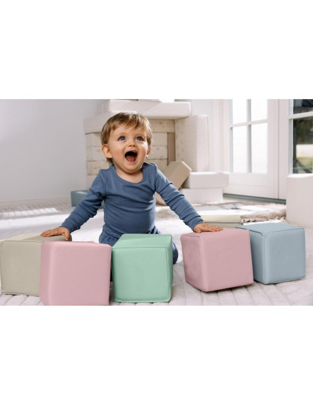 KIDKII Set de 9 Cubos Constructor de Espuma Suave Pastel