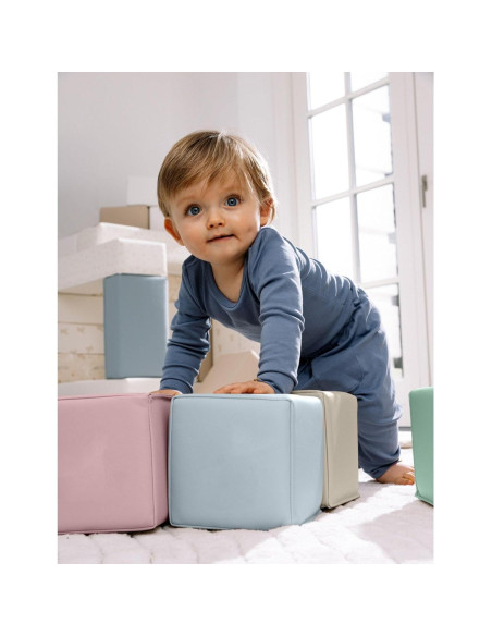 KIDKII Set de 9 Cubos Constructor de Espuma Suave Pastel