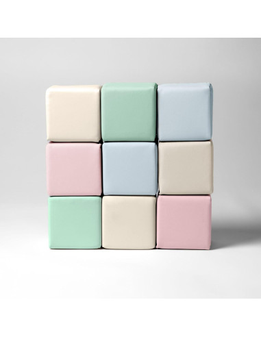 KIDKII Set de 9 Cubos Constructor de Espuma Suave Pastel