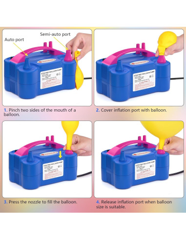 Bomba de Globo Eléctrica IDAODAN Azul - Inflador Portátil Rápido