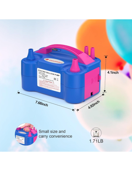 Bomba de Globo Eléctrica IDAODAN Azul - Inflador Portátil Rápido
