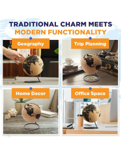 Globo de Corcho Globe Trekkers 15.24 cm con 50 Chinchetas 2