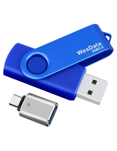 Unidad Flash USB 2.0 8GB WesData con Adaptador USB C Azul