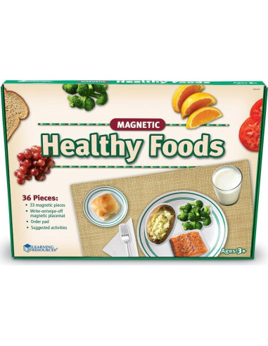Conjunto de Alimentos Saludables Magnéticos Recursos de Aprendizaje 34 Piezas