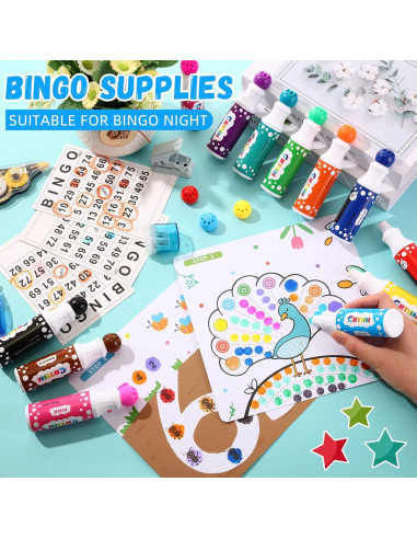 Set de 36 Marcadores de Bingo Crtiin 40ml en 12 Colores