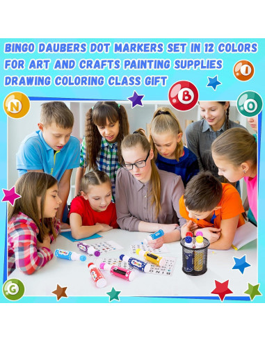 Set de 36 Marcadores de Bingo Crtiin 40ml en 12 Colores