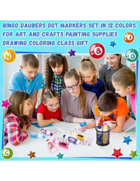 Set de 36 Marcadores de Bingo Crtiin 40ml en 12 Colores