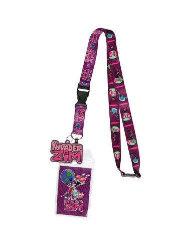 Porta Credenciales con Cinta Invader Zim y Colgante de Goma