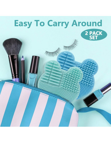 Almohadilla de Limpieza de Brochas TailaiMei 2 en 1 - Azul y Verde