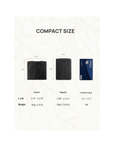 Espejo Compacto OMIRO PU Negro 1X/3X Doble Cara Portátil