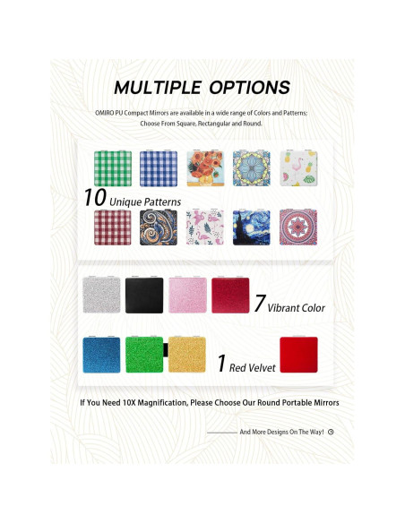 Espejo Compacto OMIRO PU Negro 1X/3X Doble Cara Portátil