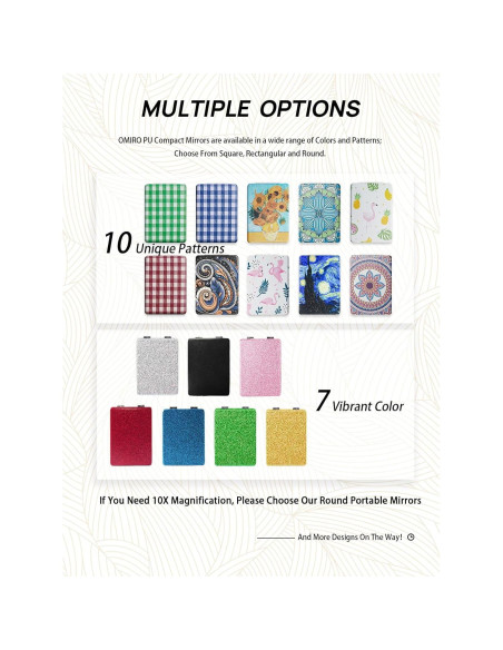 Espejo Compacto OMIRO PU Negro 1X/3X Doble Cara Portátil