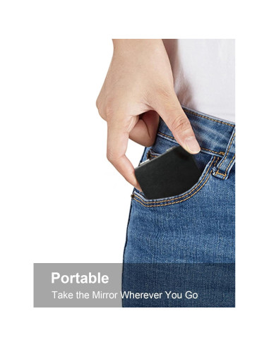 Espejo Compacto OMIRO PU Negro 1X/3X Doble Cara Portátil