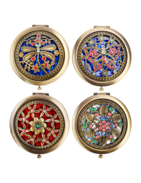 Espejo de Maquillaje Plegable Rich Boxer 4 Pcs Vintage 7.1cm