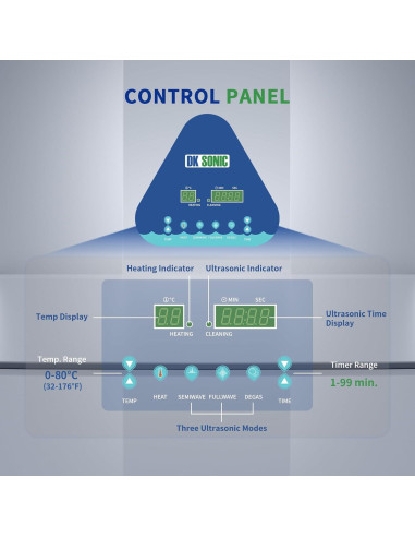 Limpiador Ultrasónico DK SONIC 2L 60W con Calentador y Temporizador