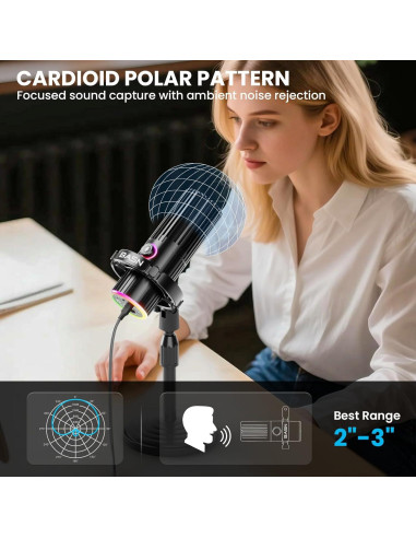 Micrófono Dinámico BASN SL2000 USB/XLR para Podcasting y Streaming