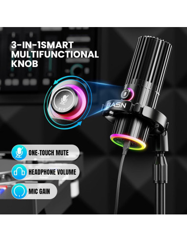 Micrófono Dinámico BASN SL2000 USB/XLR para Podcasting y Streaming