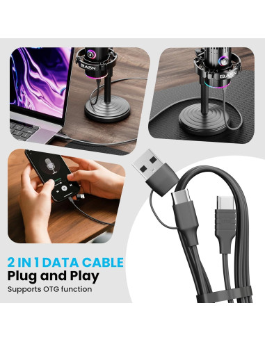 Micrófono Dinámico BASN SL2000 USB/XLR para Podcasting y Streaming