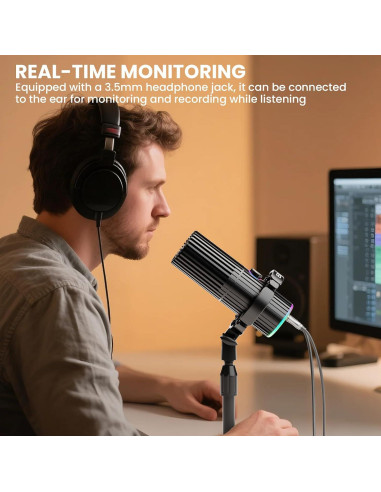 Micrófono Dinámico BASN SL2000 USB/XLR para Podcasting y Streaming