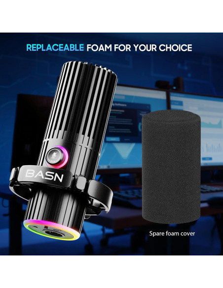 Micrófono Dinámico BASN SL2000 USB/XLR para Podcasting y Streaming