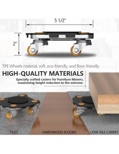 Carretillas para Mover Muebles ONEON - Paquete de 4 Mejoradas 2