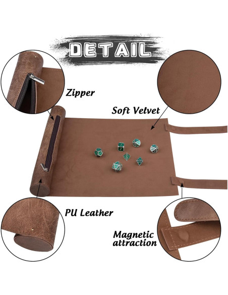 Tapete Magnético para Dados SIQUK 2 Piezas Cuero PU 29.6x25.5 cm