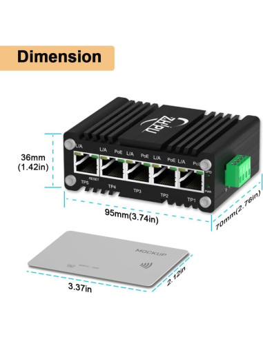 Conmutador PoE Gestionado Meixingtong 4Puertos 120W Industrial