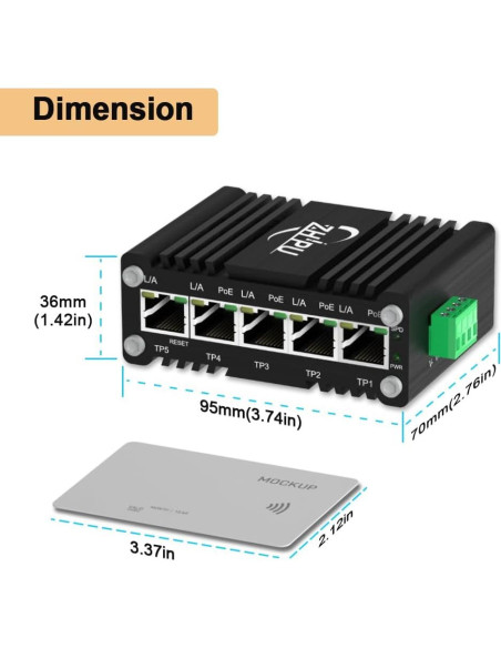 Conmutador PoE Gestionado Meixingtong 4Puertos 120W Industrial