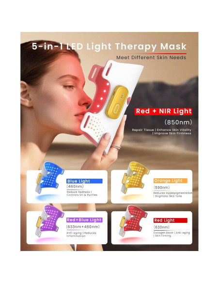 Máscara de Terapia de Luz Roja SanaTech LED Inalámbrica 5 Modos