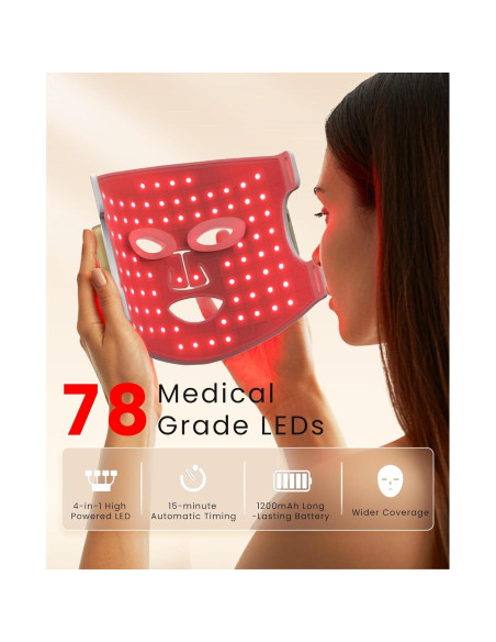 Máscara de Terapia de Luz Roja SanaTech LED Inalámbrica 5 Modos