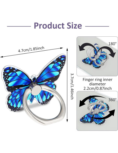 Soporte de Anillo para Teléfono Mariposa Mabor Azul 360
