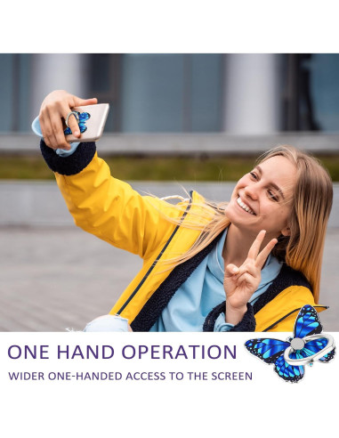 Soporte de Anillo para Teléfono Mariposa Mabor Azul 360