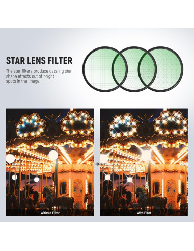 Filtros de Estrella NEEWER 58mm 4/6/8 Puntas HD Aluminio