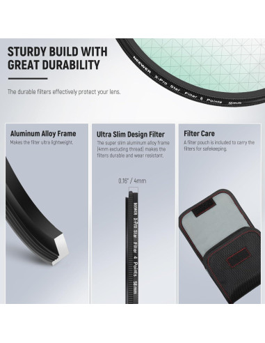 Filtros de Estrella NEEWER 58mm 4/6/8 Puntas HD Aluminio