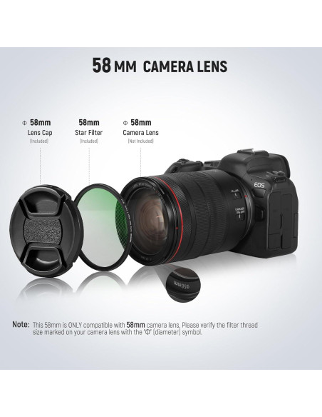 Filtros de Estrella NEEWER 58mm 4/6/8 Puntas HD Aluminio